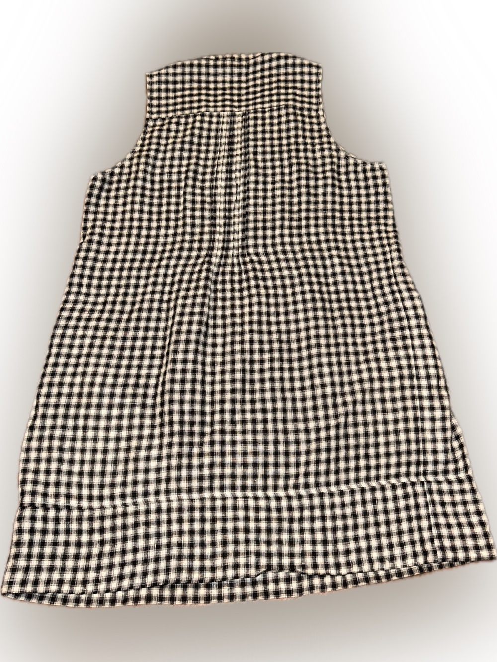 Quince 100% European Flax Linen Cream Black Gingham Sleeveless Shift Dress L - Picture 3 of 8